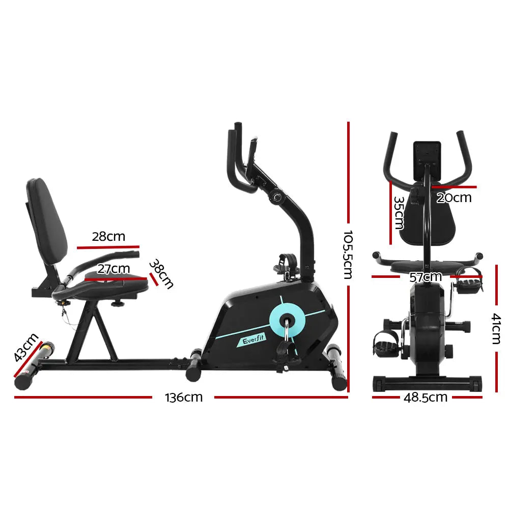 Everfit Exercise Bike Magnetic Recumbent Indoor Cycling Home Gym Cardio 120kg - 1RM Fitness Australia