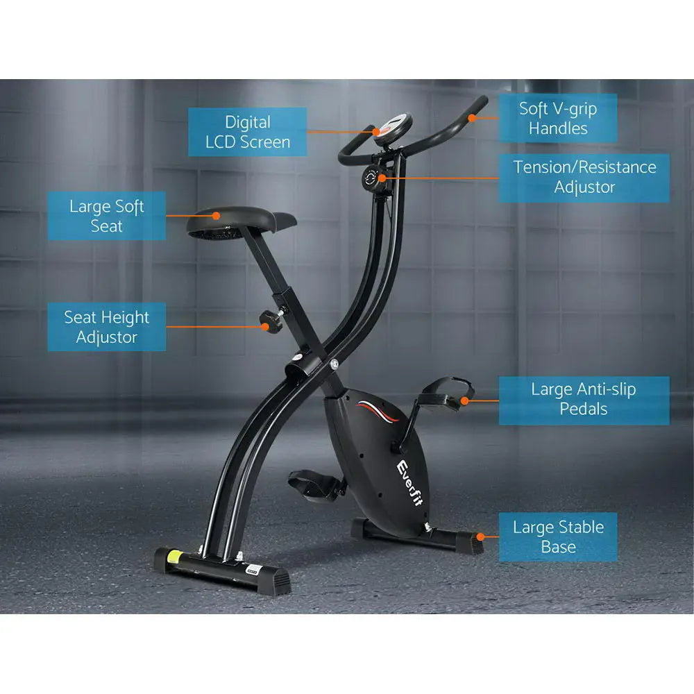 Everfit Folding Exercise Bike Magnetic X-Bike Bicycle Indoor Cycling Cardio - 1RM Fitness Australia