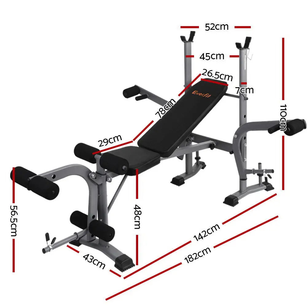 Everfit Weight Bench 8 in 1 Bench Press Adjustable Home Gym Station 200kg - 1RM Fitness Australia