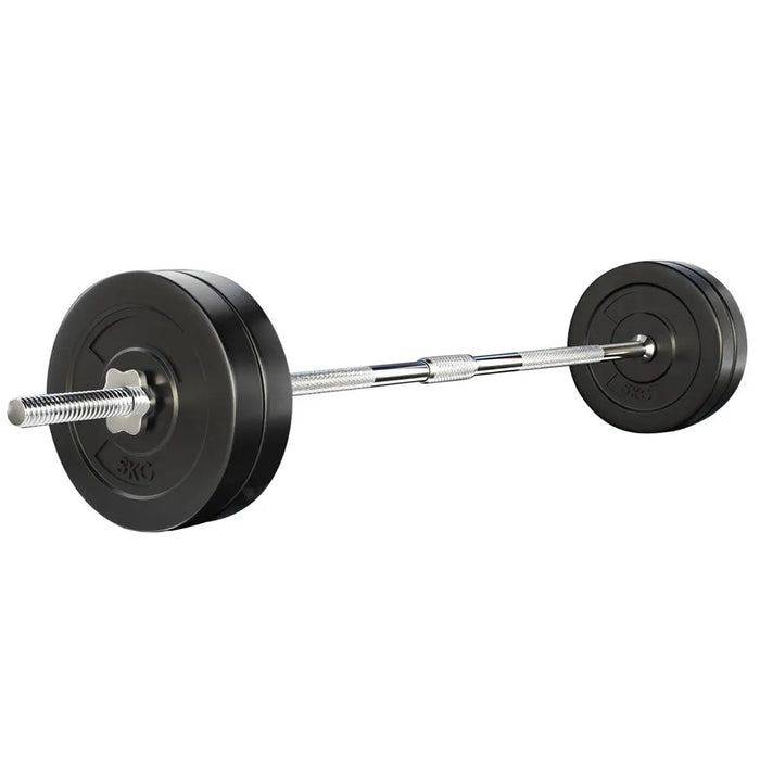 Everfit 28kg Barbell Set Weight Plates Bar Lifting Bench 168cm - 1RM Fitness Australia