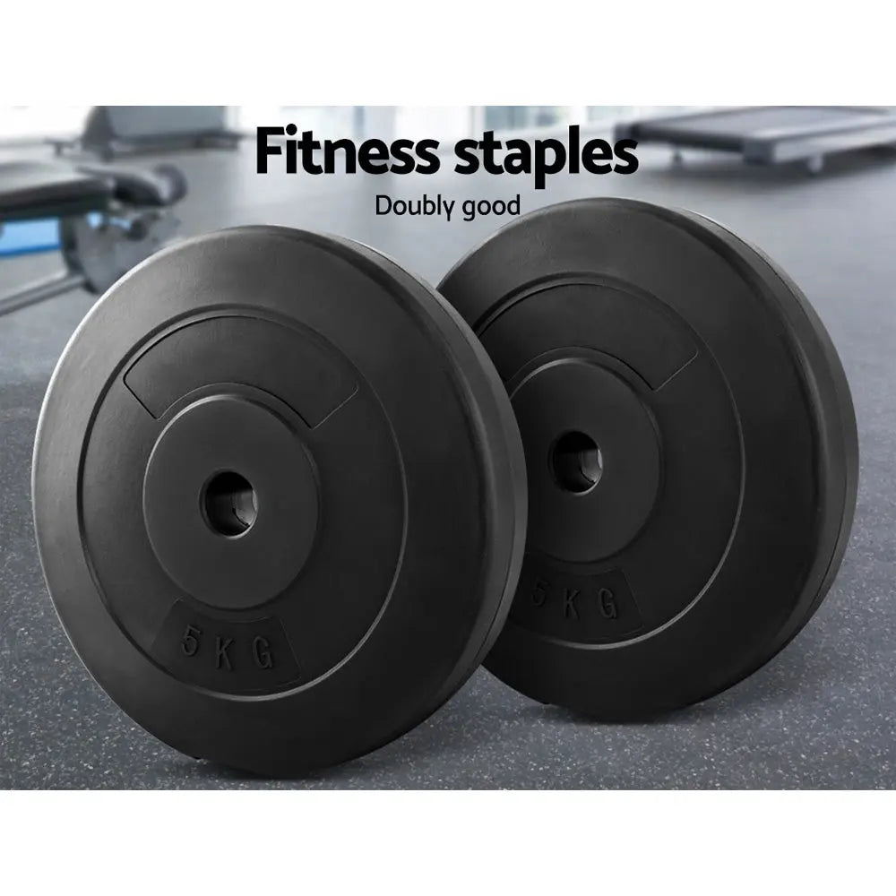 Everfit Weight Plates Standard 2X 5kg Barbell Plate Weight Lifting - 1RM Fitness Australia