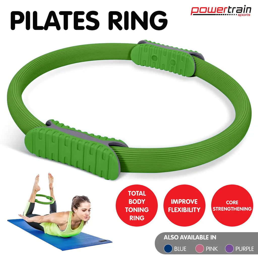 Powertrain Pilates Ring Band Yoga Home Workout Exercise Band Green - 1RM Fitness Australia