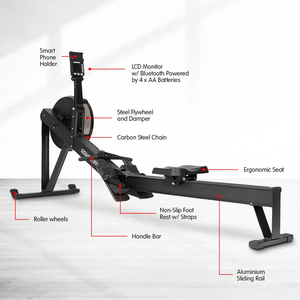 Powertrain Air Rowing Machine Resistance Rower for Home Gym Cardio - 1RM Fitness Australia