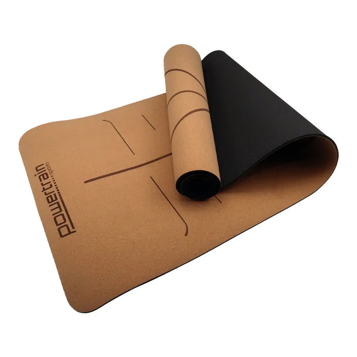 Powertrain Cork Yoga Mat with Carry Straps Home Gym Pilates - Body Line - 1RM Fitness Australia