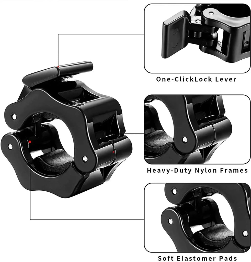 2Pcs 2in / 50mm Olympic Dumbbell Clamps Barbell Clamps Collars Clips Bar Plates Collar Clips Black 1RM Fitness Australia