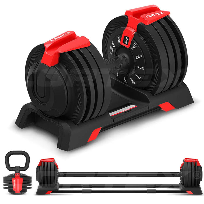 CORTEX Revolock V2 24kg Adjustable Steel Dumbbell Barbell Kettlebell All-in-One (Single) 1RM Fitness Australia