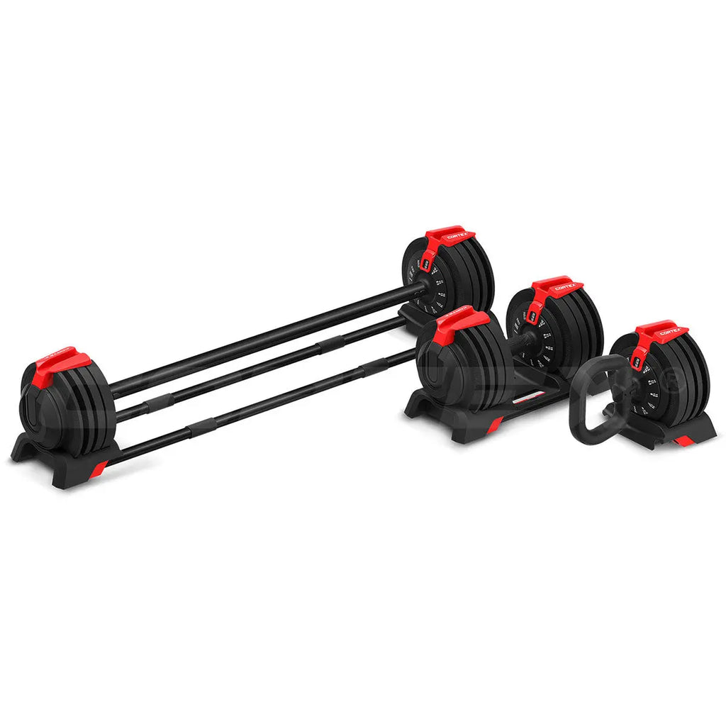 CORTEX Revolock V2 48kg Pair Set Adjustable Steel Dumbbell Barbell Kettlebell All-in-One 1RM Fitness Australia