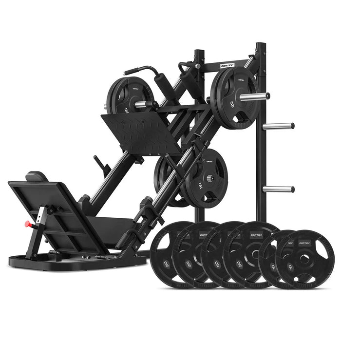 CORTEX LP-10 45 Degree Leg Press/Hack Squat with 100kg Olympic Tri-Grip Weight Plate Set - 1RM Fitness Australia