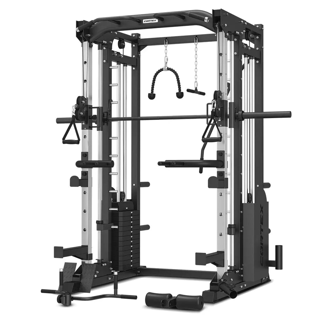 CORTEX SM-25 6-in-1 Power Rack with Smith & Cable Machine + BN6 Bench + 100kg Olympic Weight Plate & Barbell Package - 1RM Fitness Australia