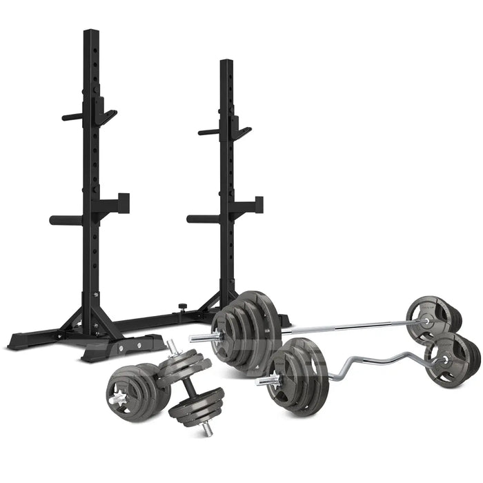 Cortex SR10 Squat Rack with 90kg Standard Tri-Grip Weight and Bar Set - 1RM Fitness Australia