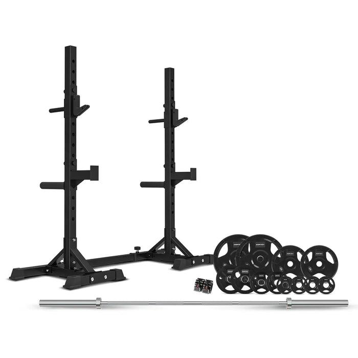 CORTEX SR-10 Squat Rack Package + 100kg Olympic Tri-Grip Weight Plates Package - 1RM Fitness Australia