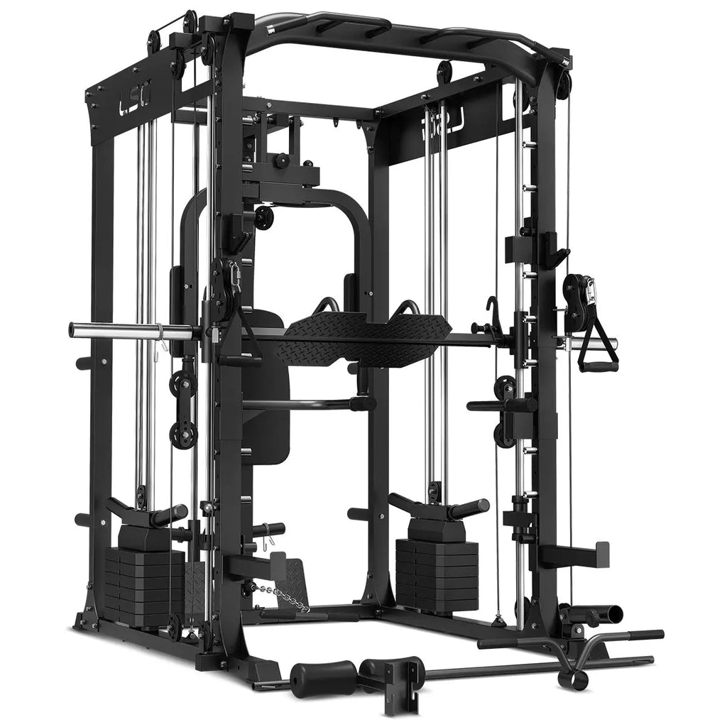 LSG GRK200 10-in-1 Home Gym Station, Power Rack, Smith Machine and Cable Crossover + 90kg Standard Weight Plate Set 1RM Fitness Australia