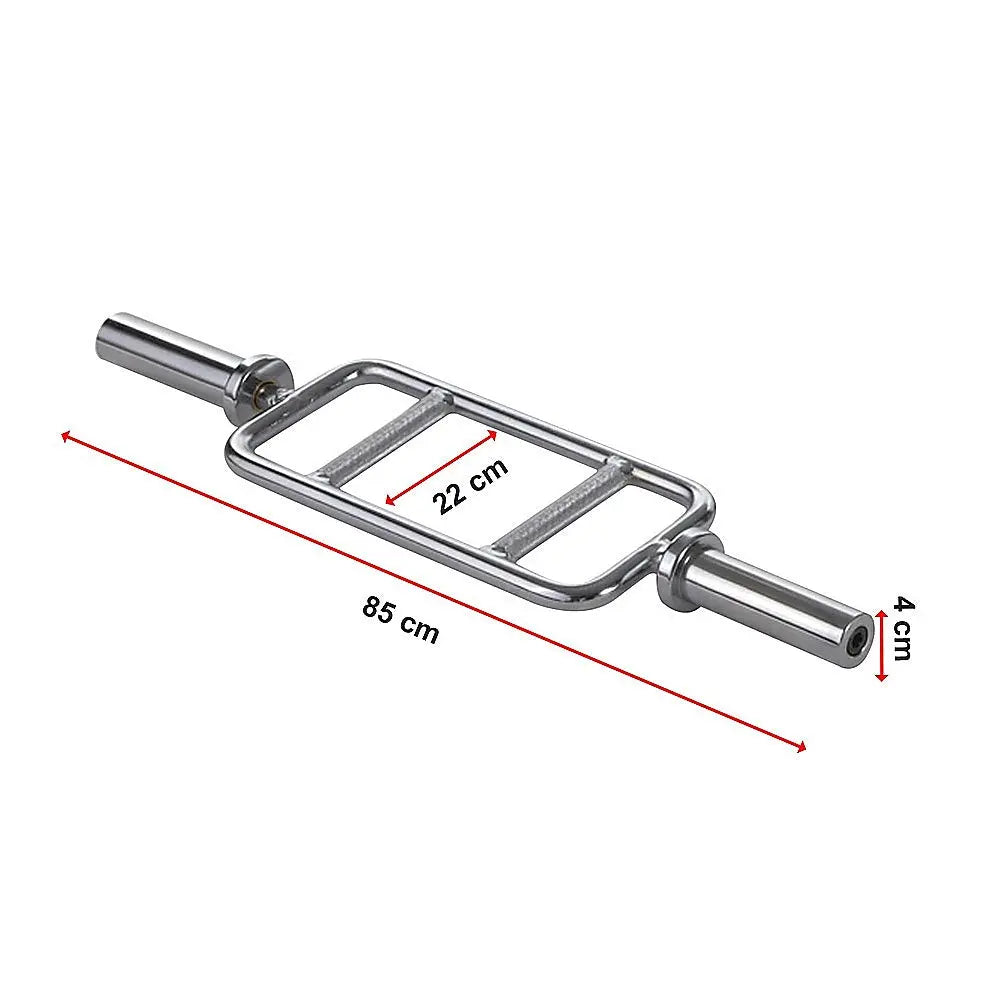 Chrome Olympic Tricep Bar Barbell Heavy Duty with Spring Collars - 1RM Fitness Australia