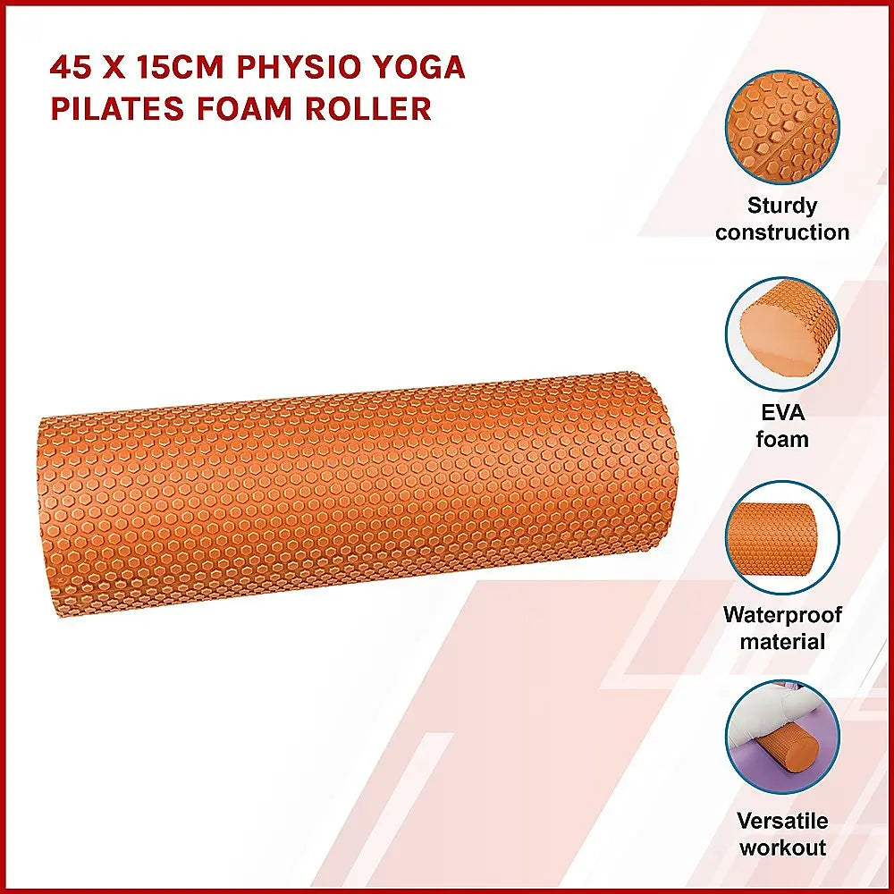 45 x 15cm Physio Yoga Pilates Foam Roller - 1RM Fitness Australia