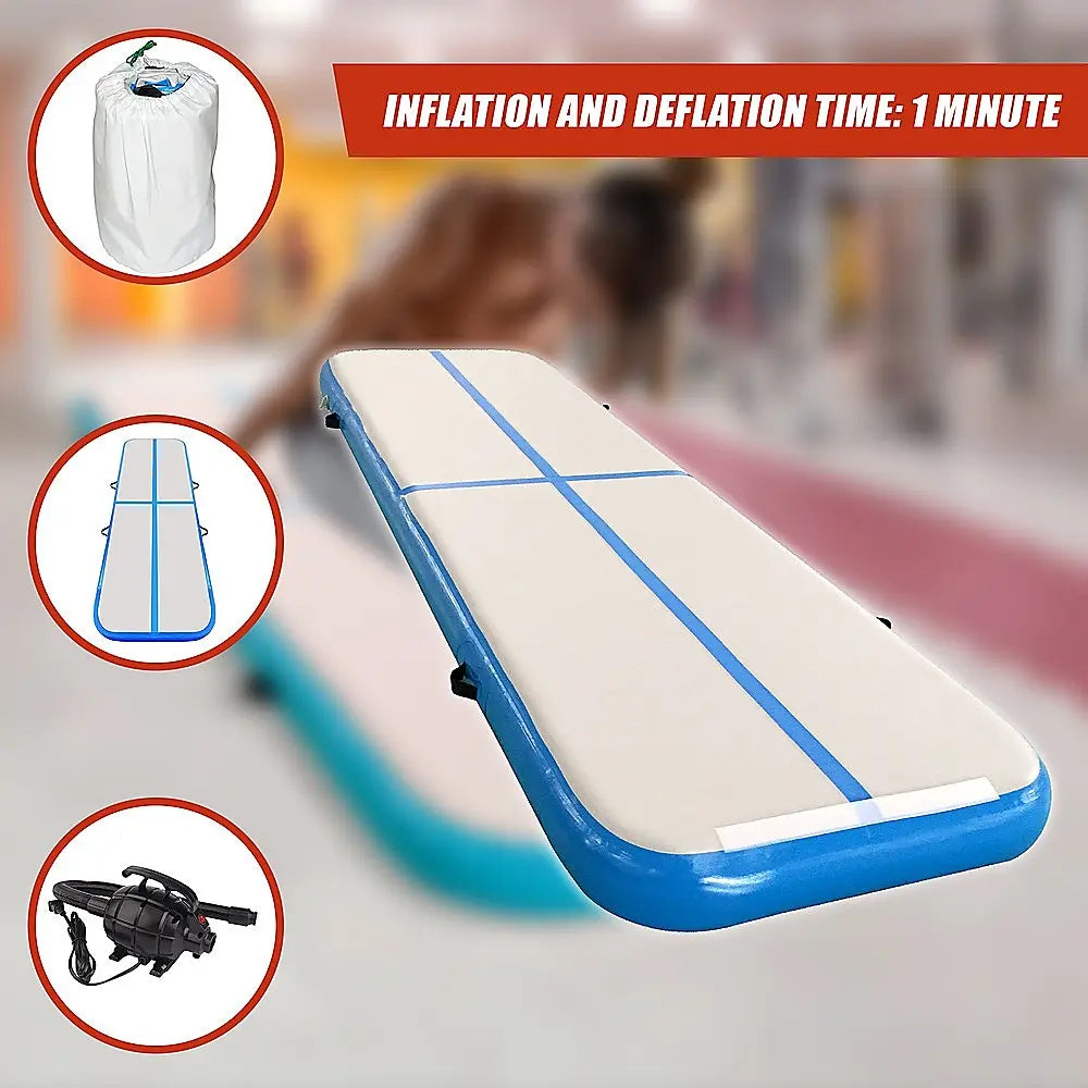 6m Inflatable Air Track Gym Mat Airtrack Tumbling Gymnastics Tumbling with Pump - 1RM Fitness Australia